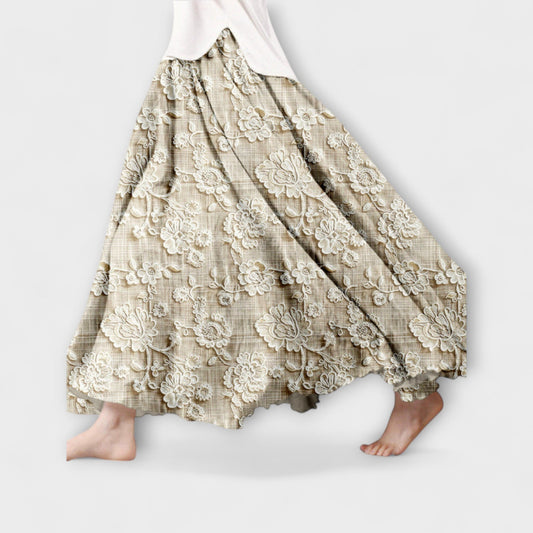 Ava - Floral Lace Pattern Skirt