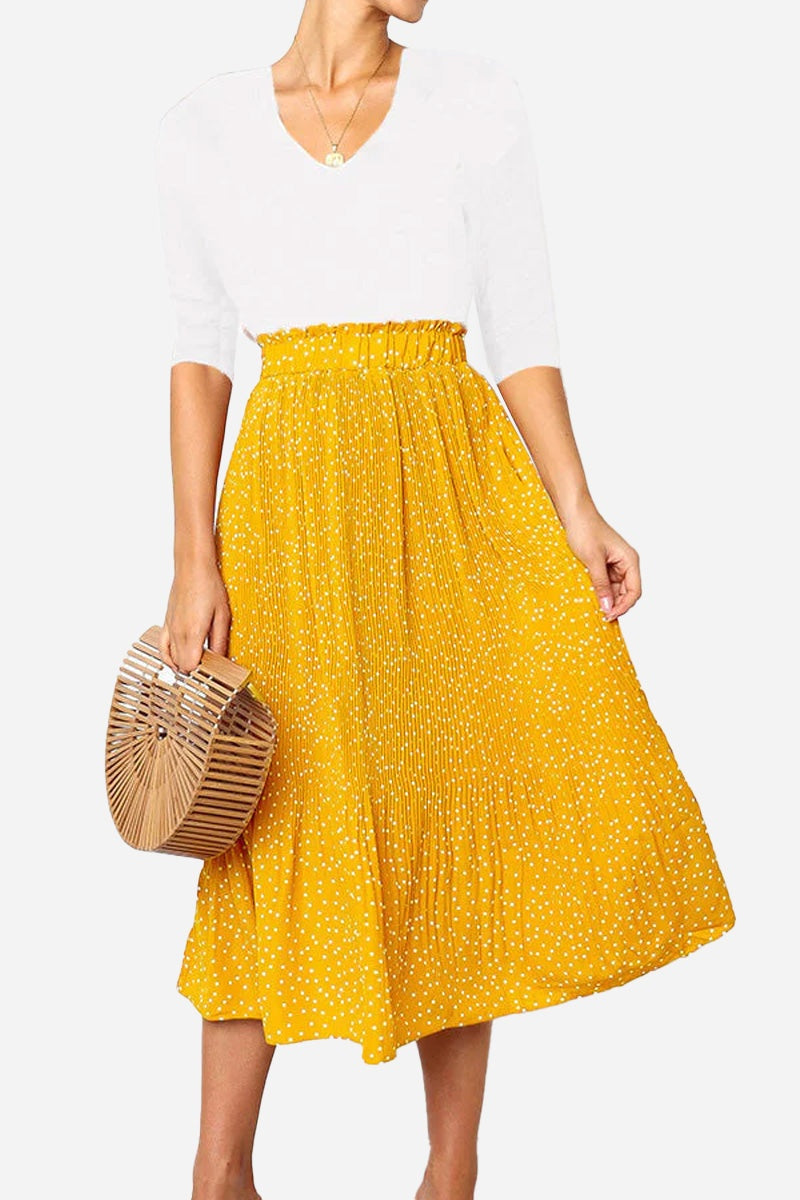 Effortlessly Chic Polka Dot Pleated Skirt Set