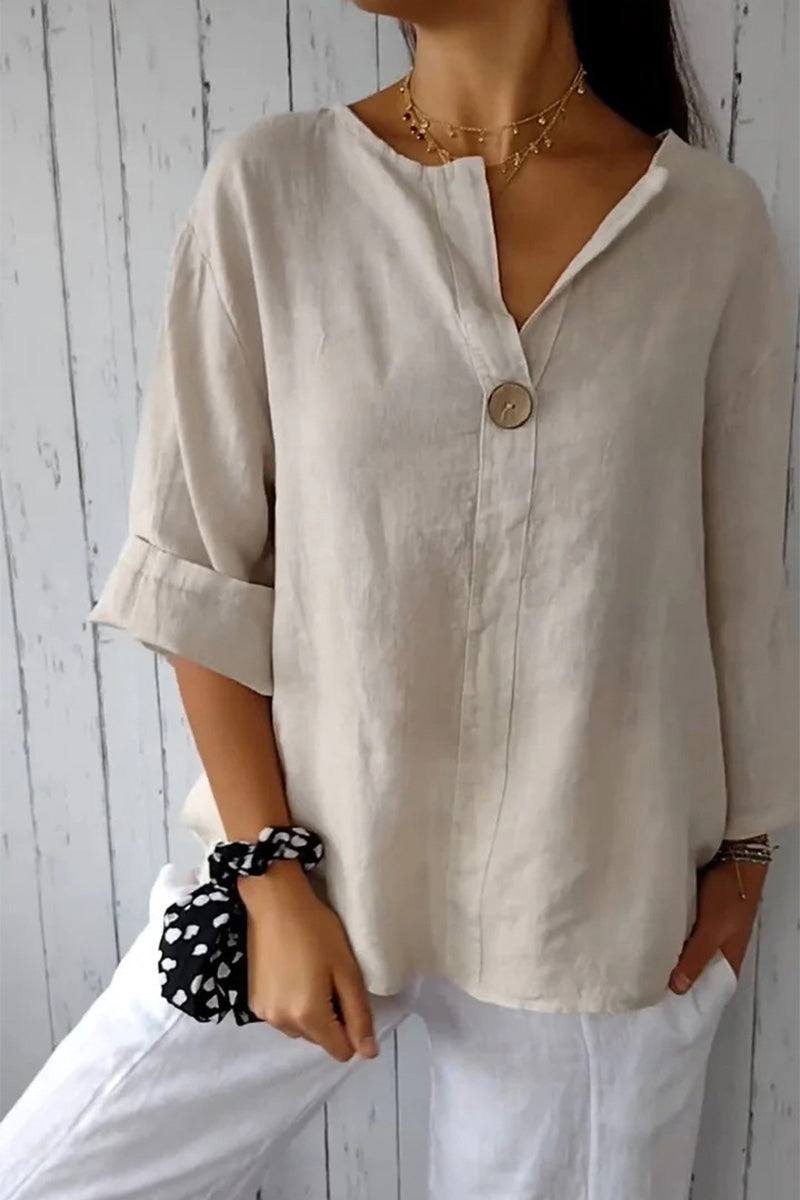 Pure Linen Age-Defying Button Detail Shirt