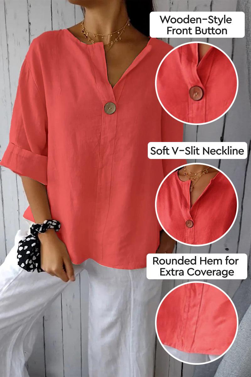 Pure Linen Age-Defying Button Detail Shirt