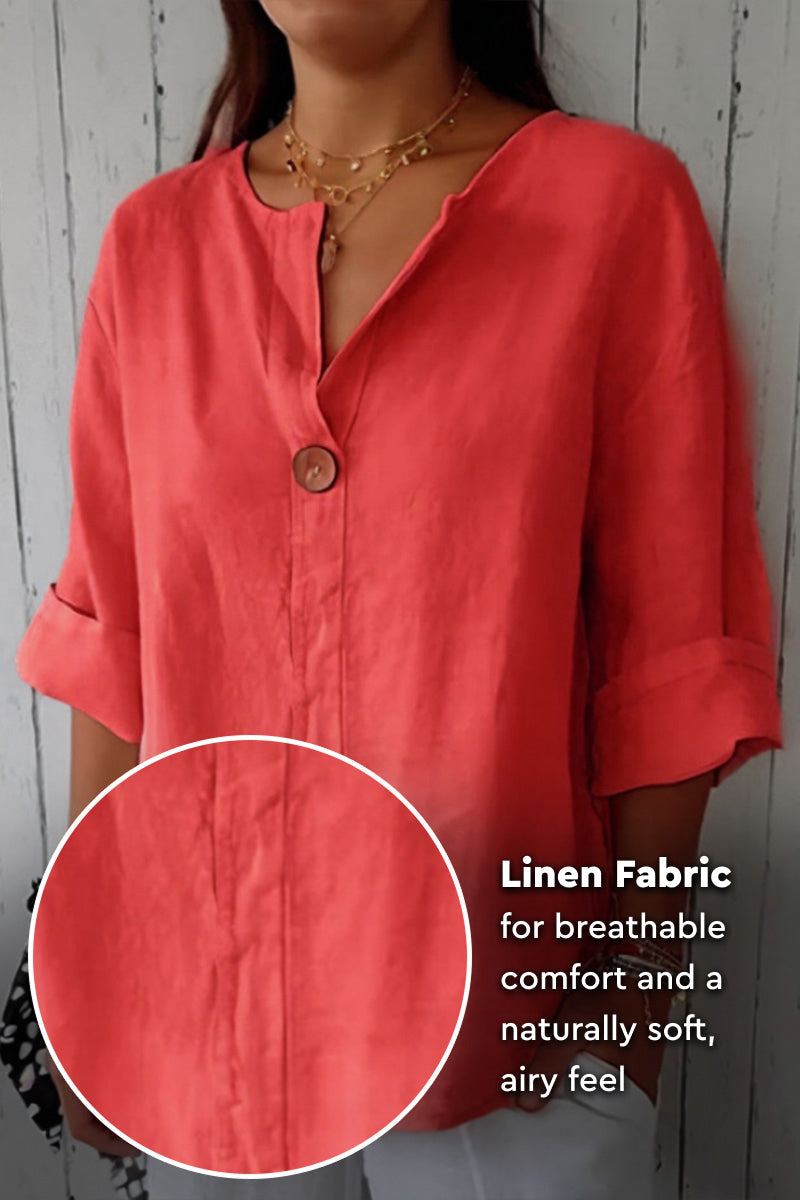 Pure Linen Age-Defying Button Detail Shirt
