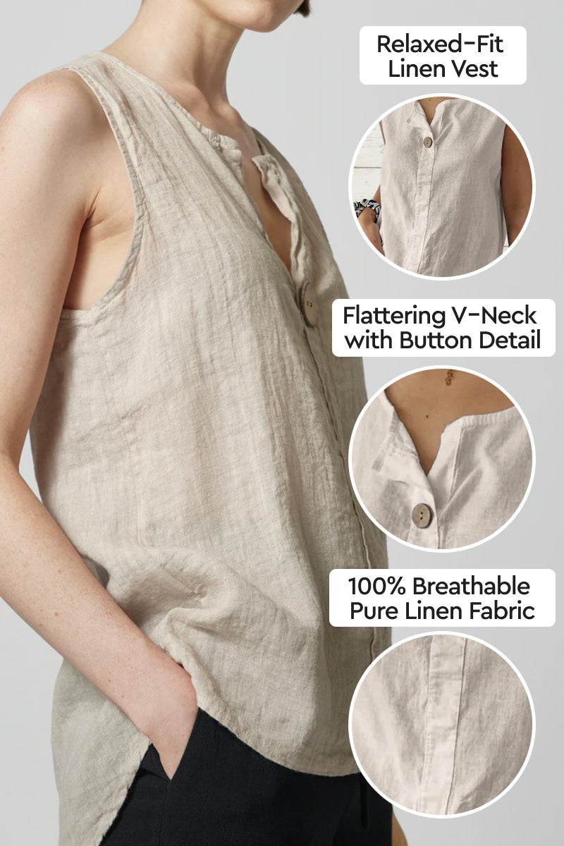 100% Pure Linen Cool Comfort Vest