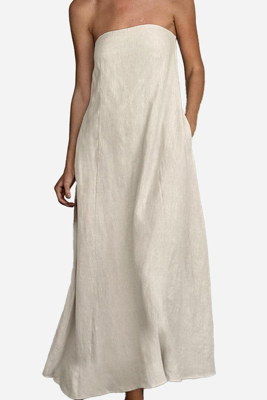 100% Cotton Linen “Dolce Vita” Strapless Dress