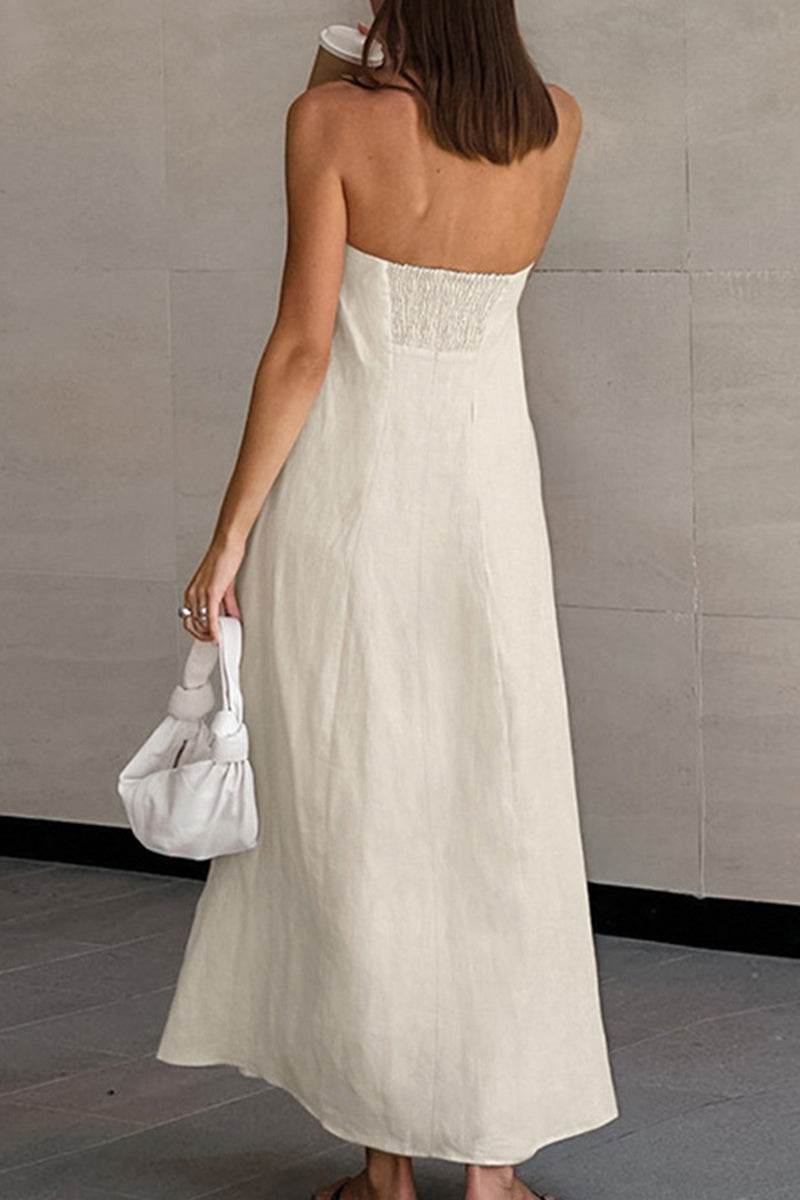 100% Cotton Linen “Dolce Vita” Strapless Dress