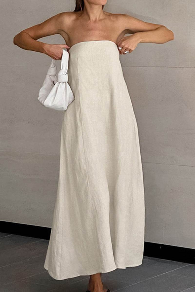 100% Cotton Linen “Dolce Vita” Strapless Dress