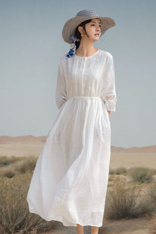 100% Linen Coastal Shift Dress TOSCANA