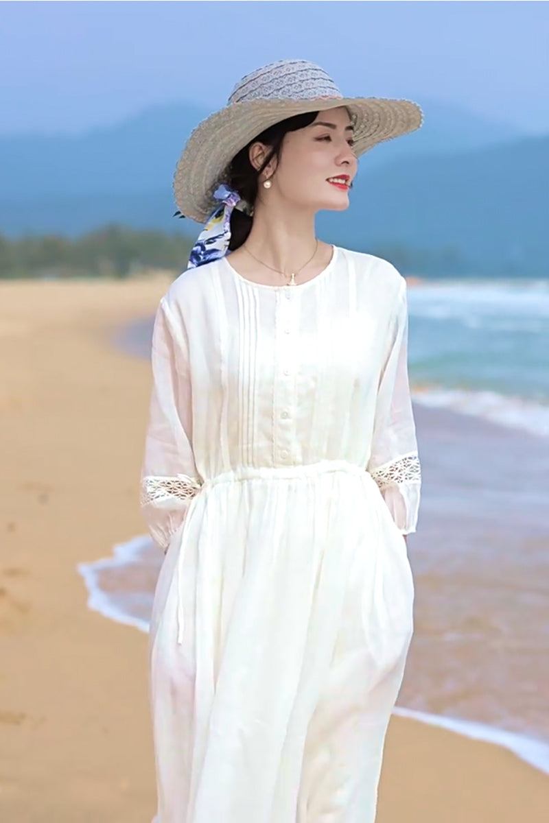 100% Linen Coastal Shift Dress TOSCANA