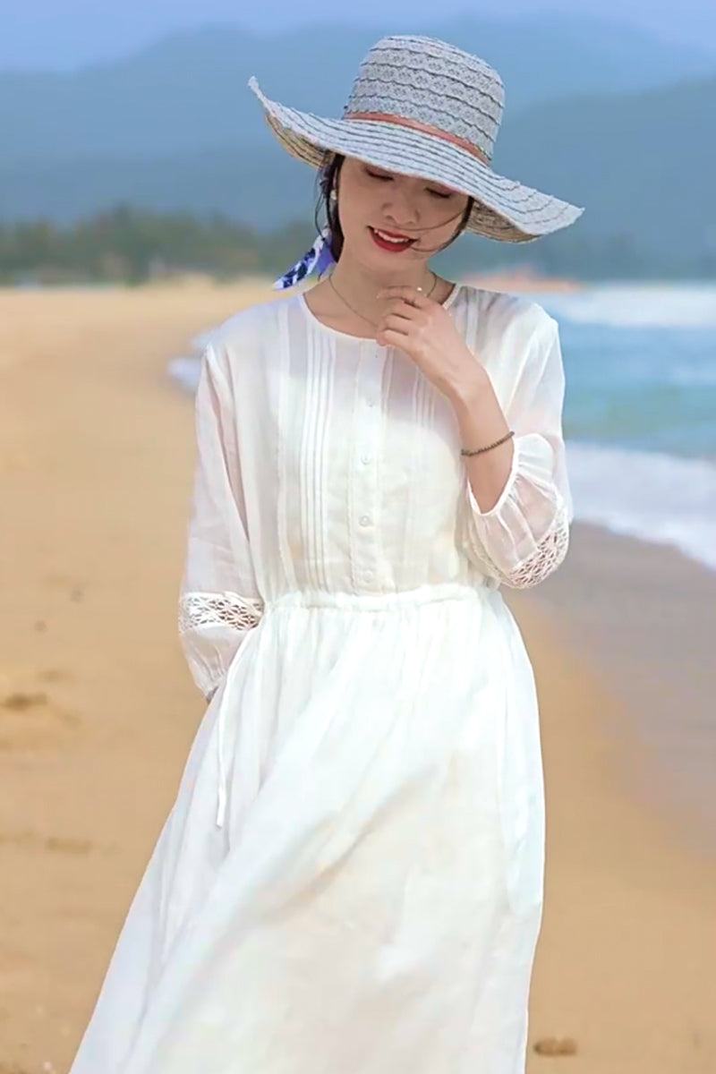 100% Linen Coastal Shift Dress TOSCANA