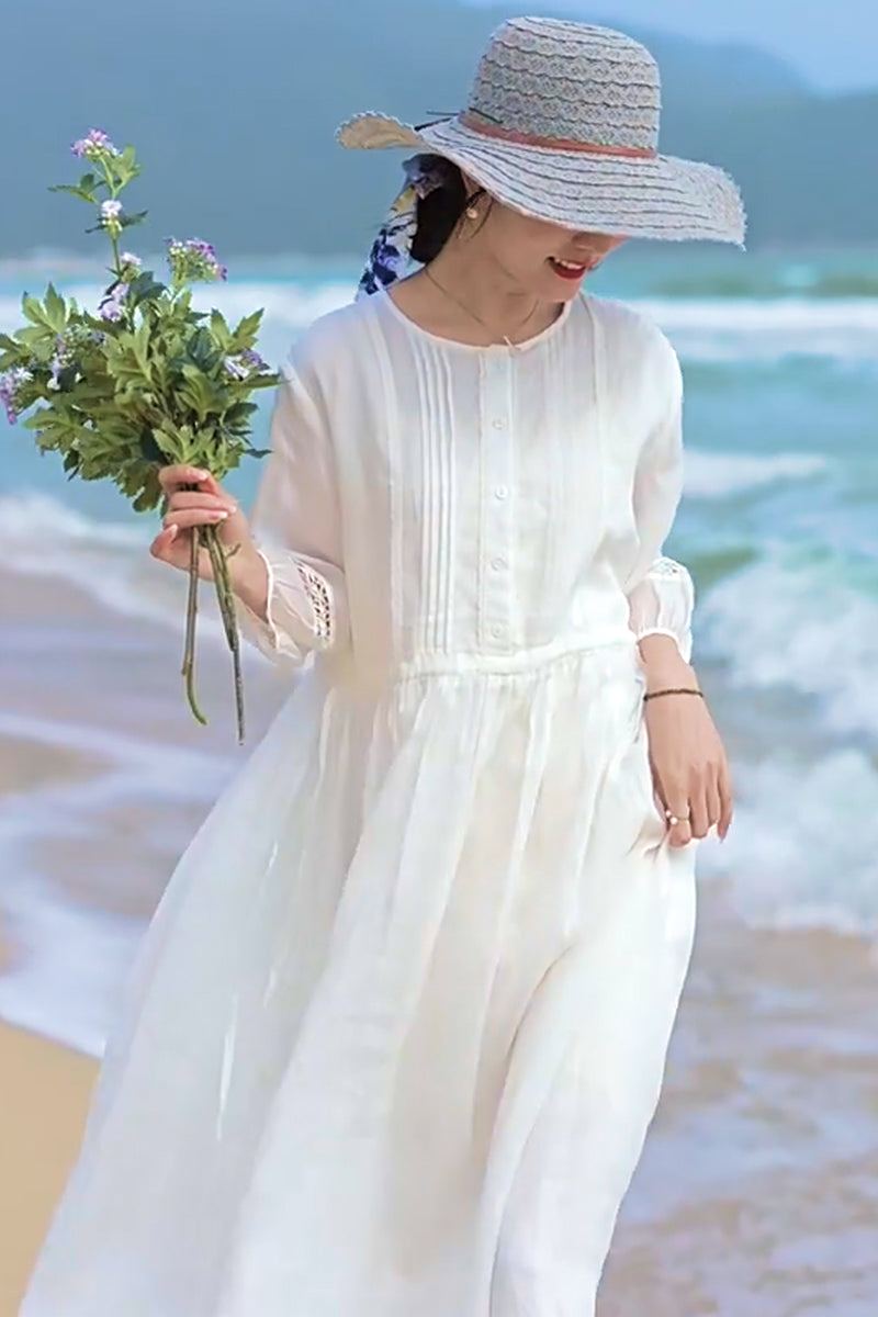 100% Linen Coastal Shift Dress TOSCANA
