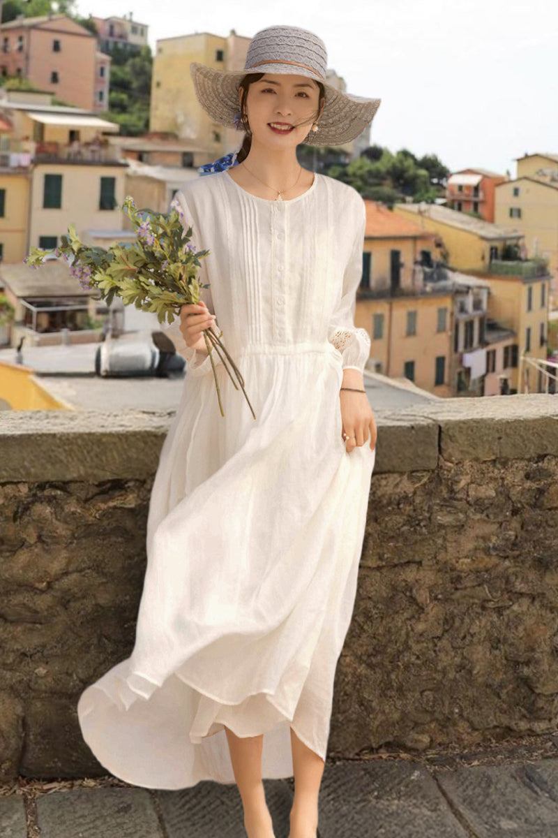 100% Linen Coastal Shift Dress TOSCANA