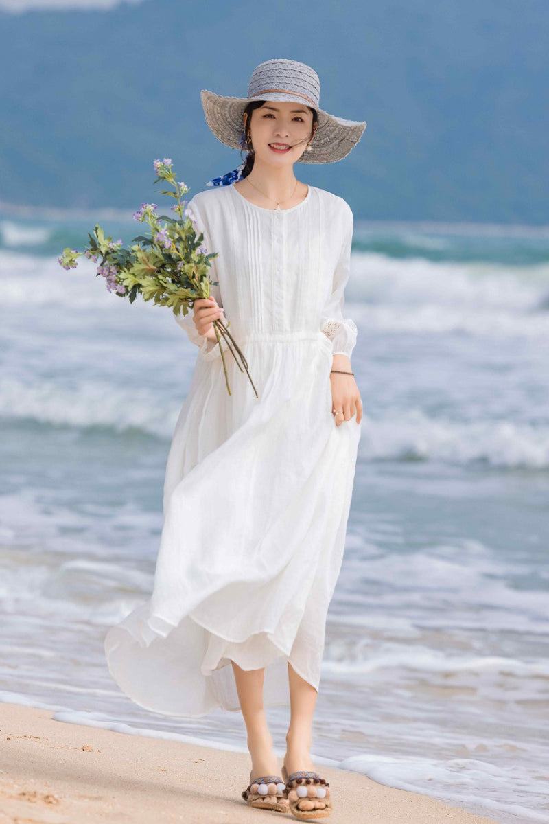 100% Linen Coastal Shift Dress TOSCANA