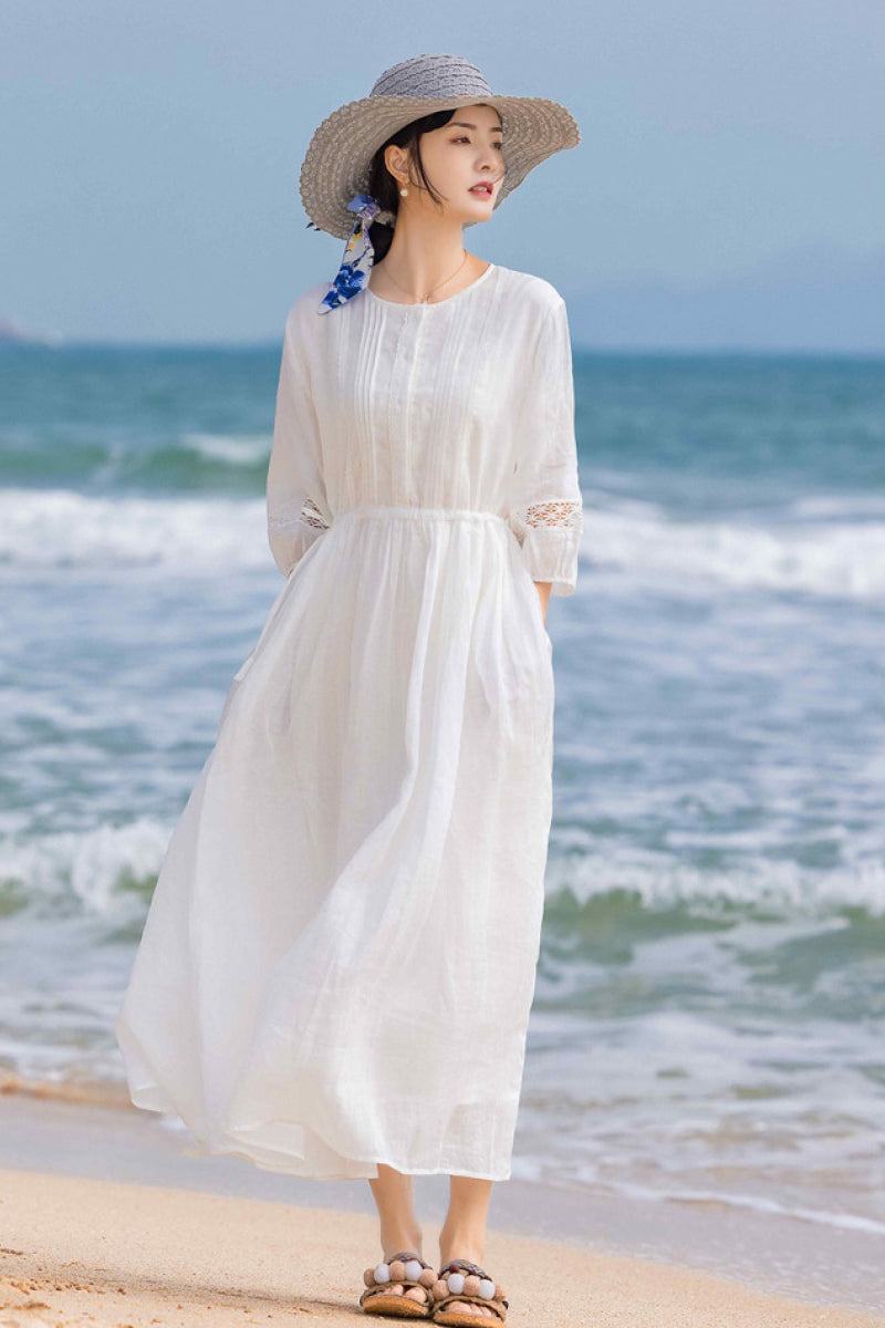 100% Linen Coastal Shift Dress TOSCANA
