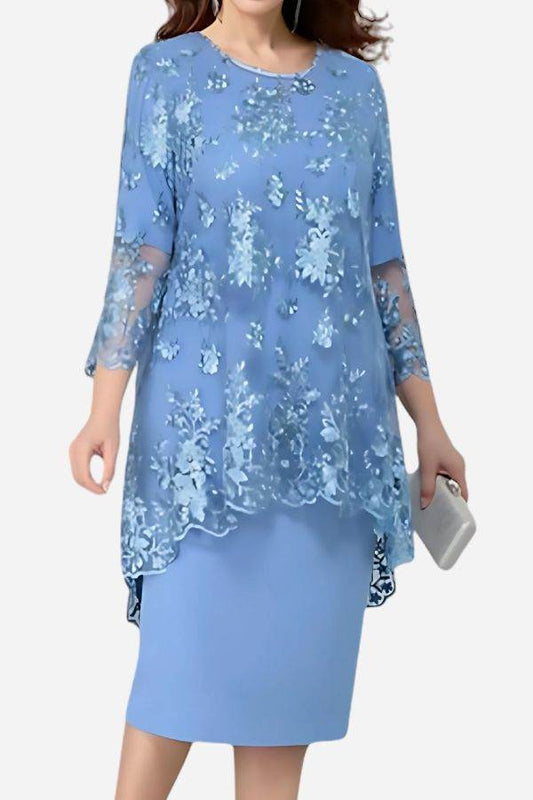 Elegant Lace Embroidered Two-Piece Evening Dress