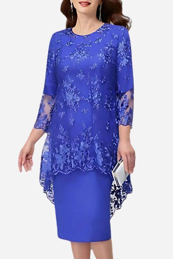 Elegant Lace Embroidered Two-Piece Evening Dress