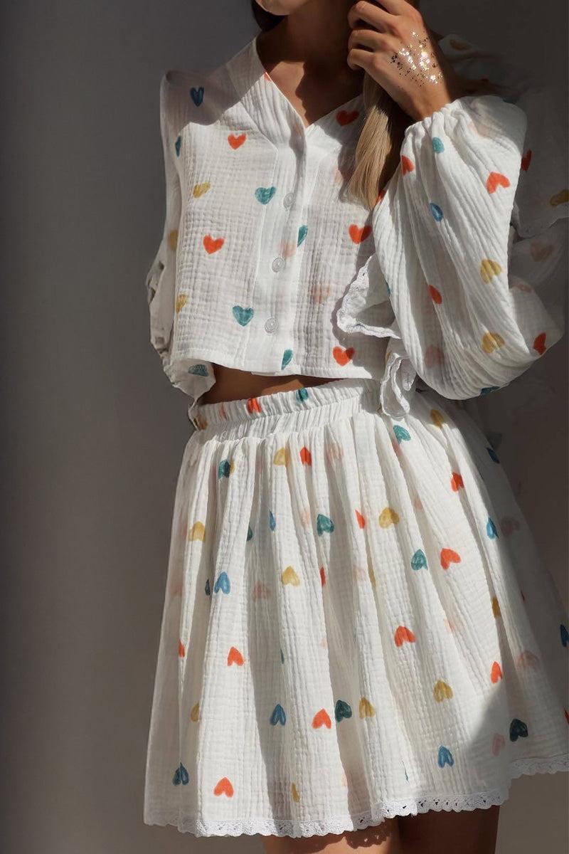 Sweet Countryside 100% Cotton Ruffled Two-Piece Set