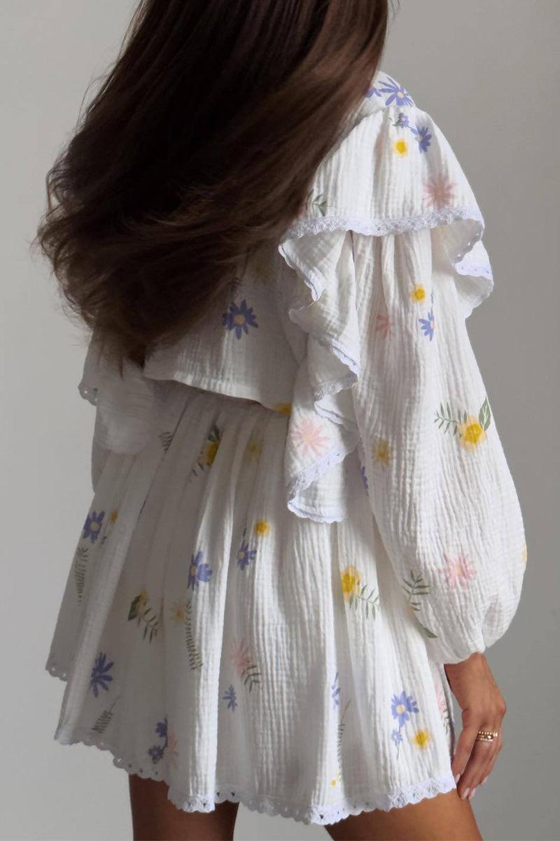 Sweet Countryside 100% Cotton Ruffled Two-Piece Set