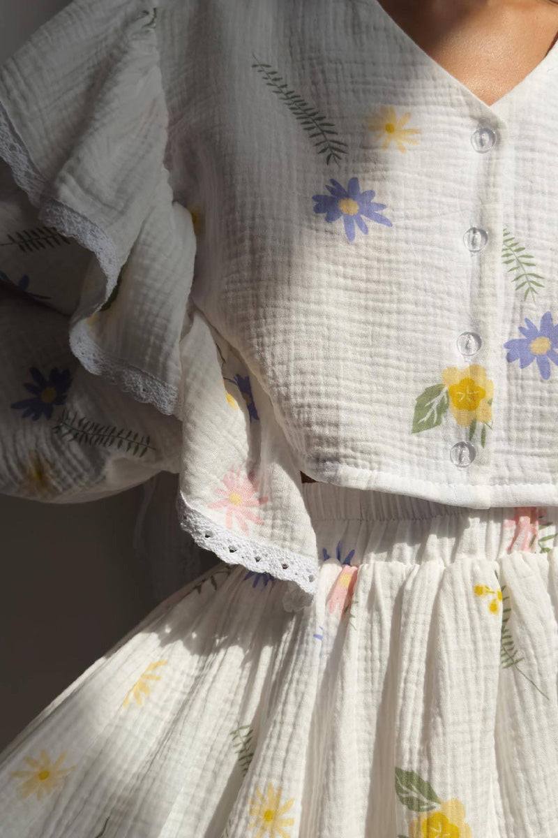 Sweet Countryside 100% Cotton Ruffled Two-Piece Set