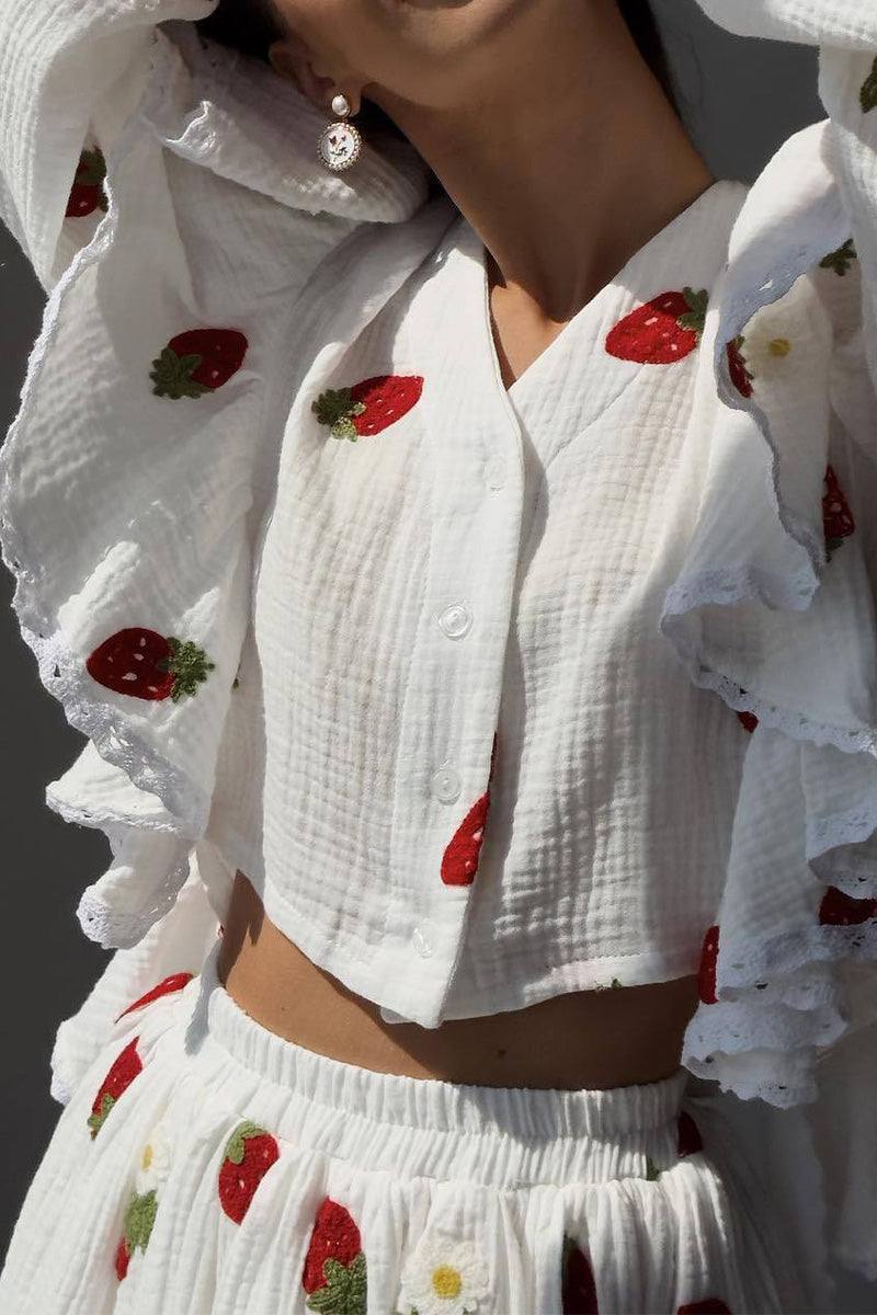 Sweet Countryside 100% Cotton Ruffled Two-Piece Set