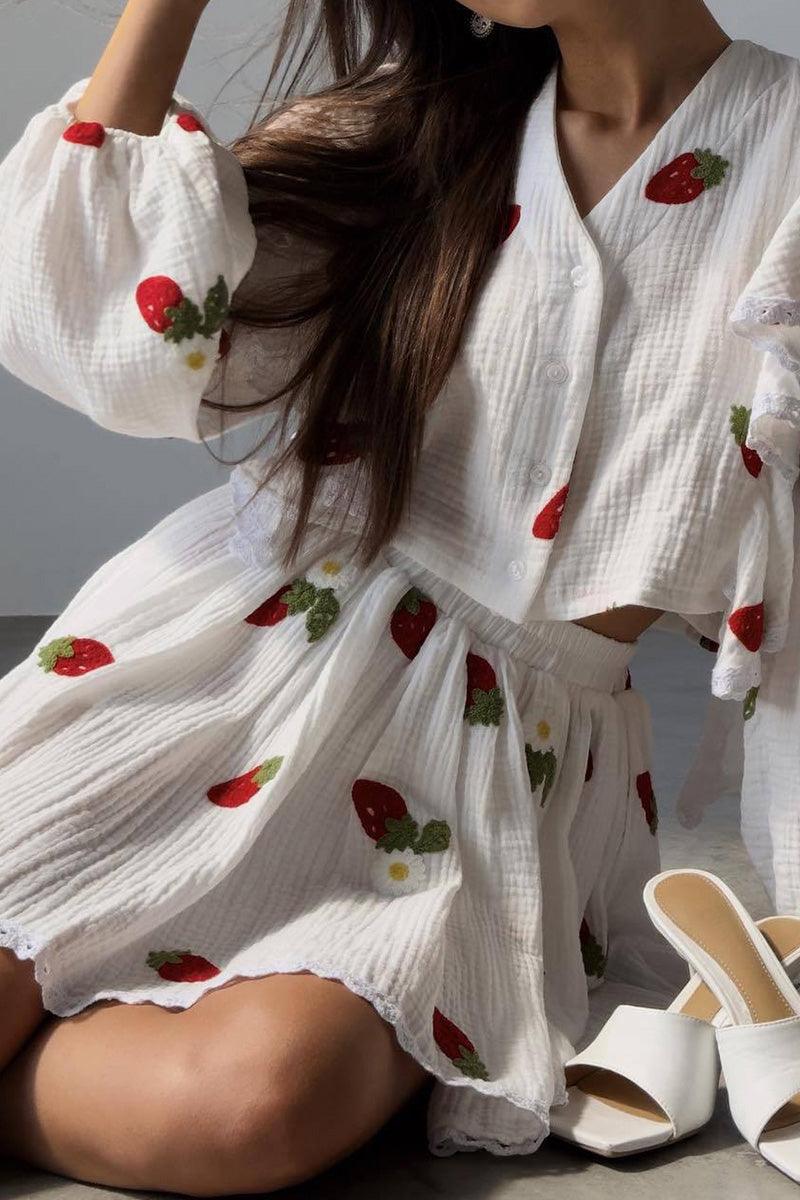 Sweet Countryside 100% Cotton Ruffled Two-Piece Set