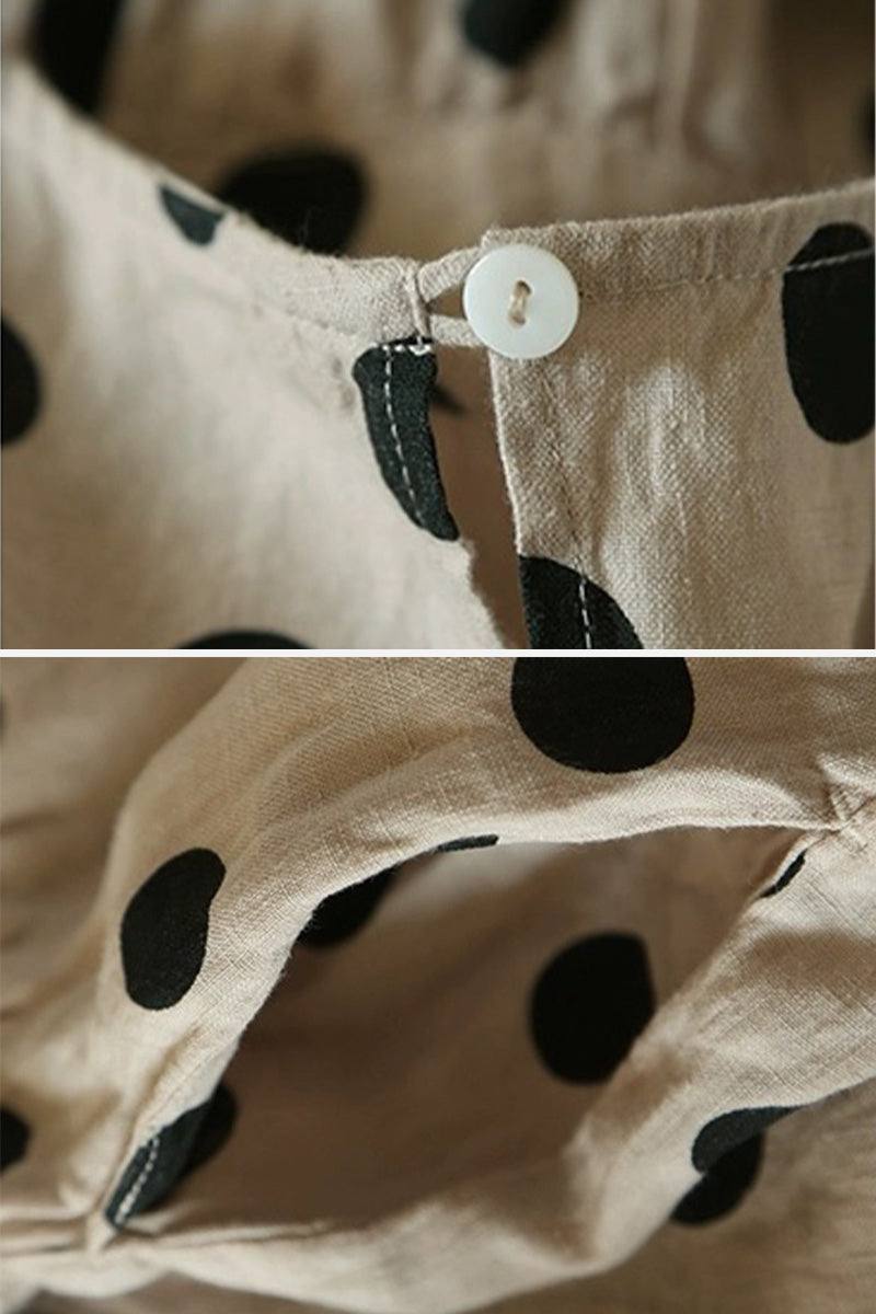 Cottage Garden 100% Linen Polka Dot Dress