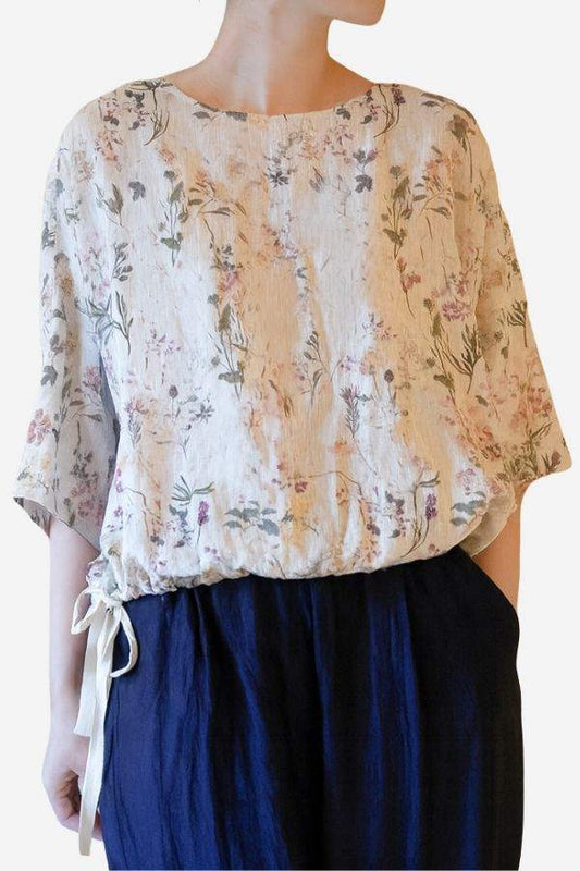 Botanical Garden 100% Linen Art Blouse