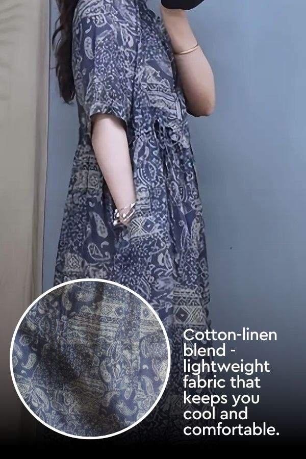 Beachside Bookstore Cotton Linen Midi Dress