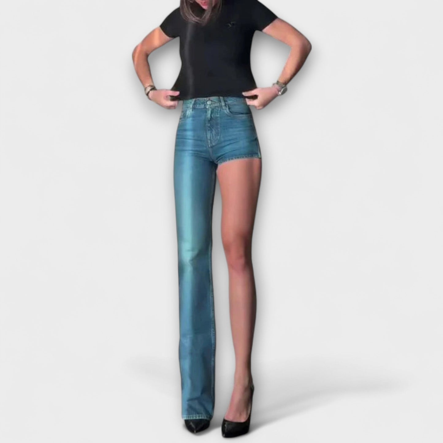 Astra - Asymmetrical Denim Shorts
