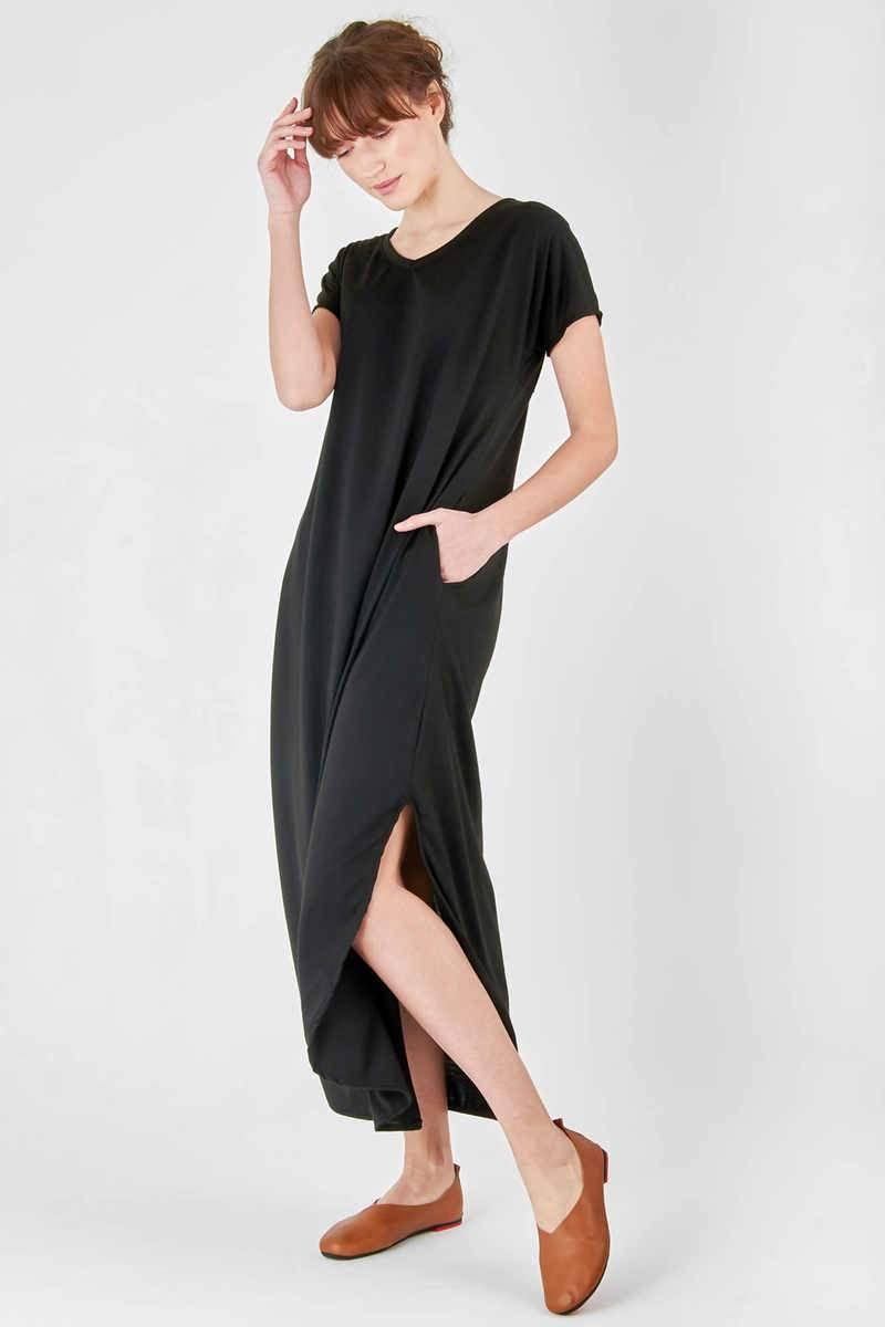 Side Slit Maxi Dress with Pockets