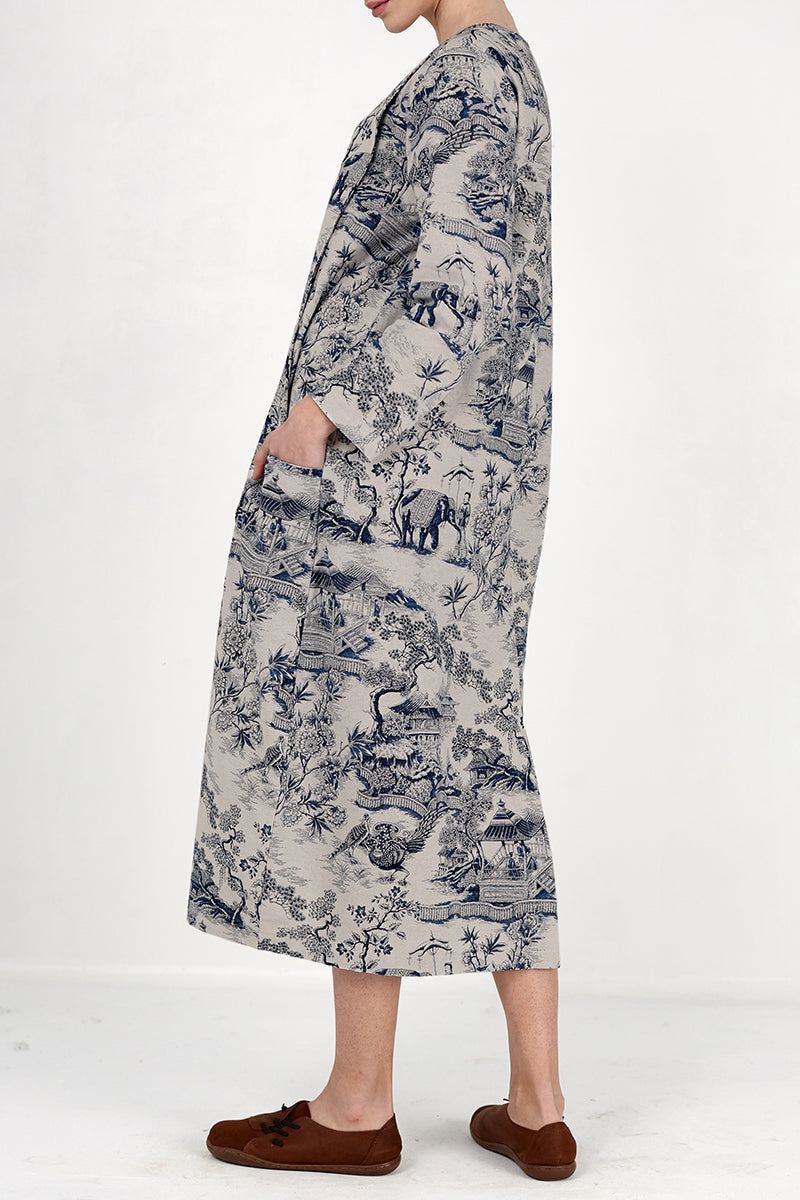Japanese Porcelain Print Dress