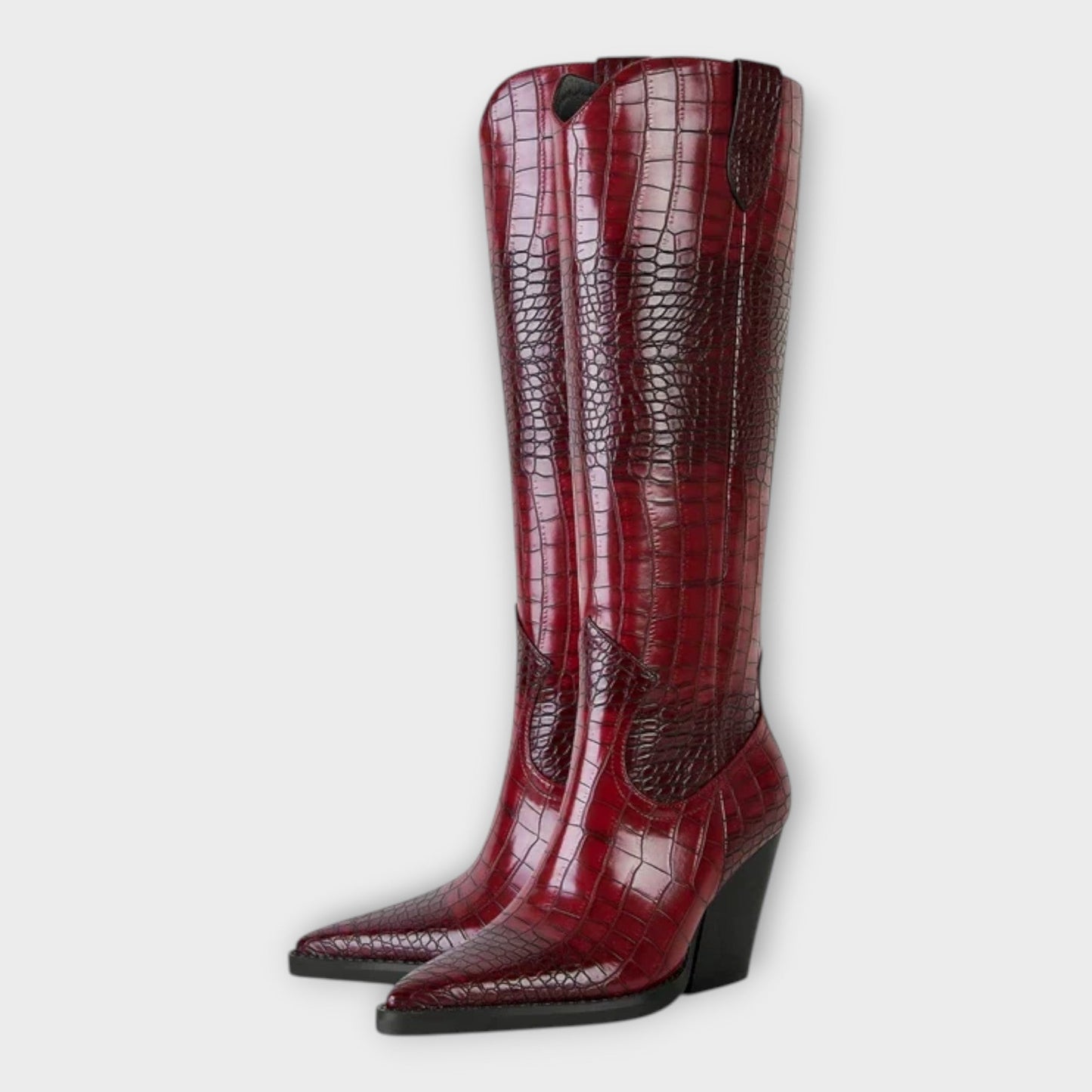 Crocodile Embossing Heel Boots