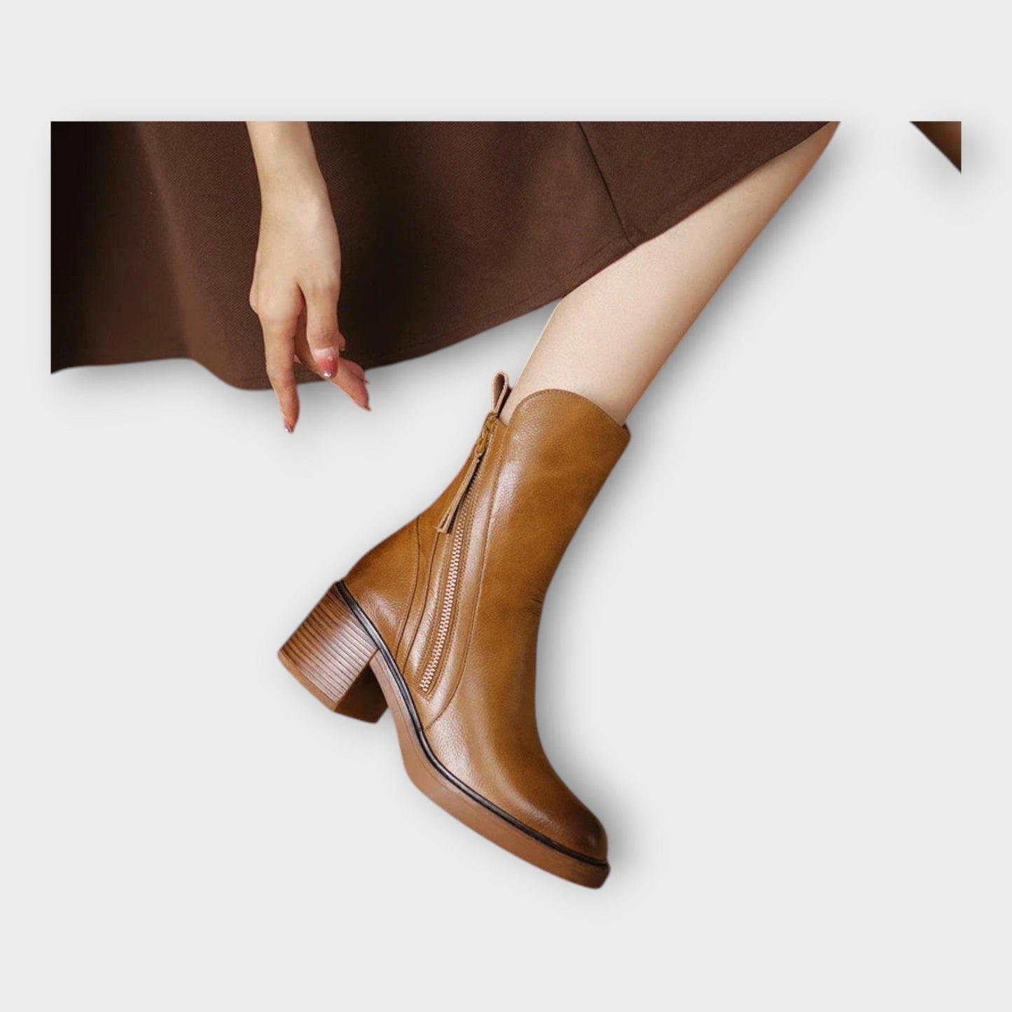 Elegant Cut and Zipper Detailed Boots