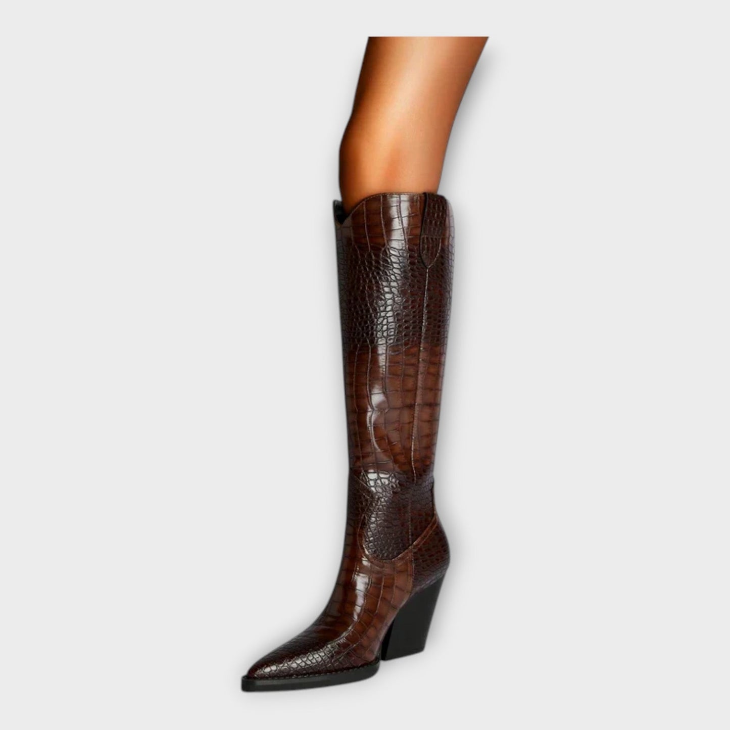 Crocodile Embossing Heel Boots