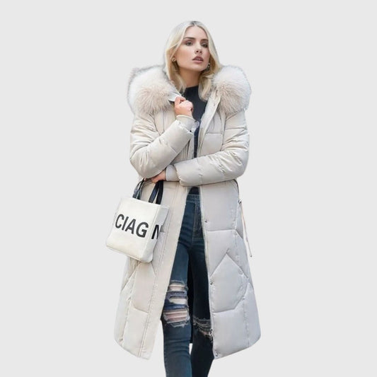 Hannah - Quilted Coat with Hood Trim